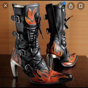 New Rock Flame Boots worm once